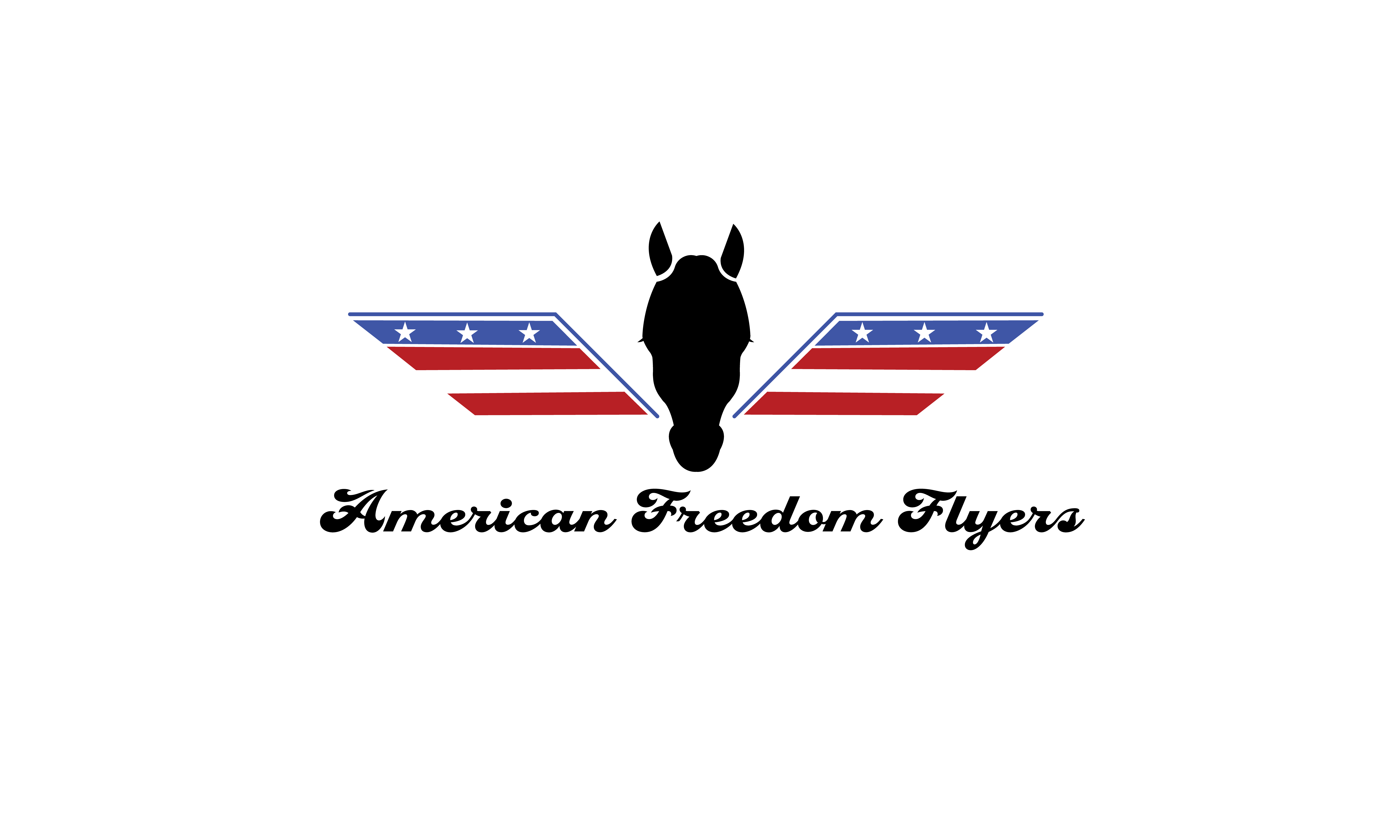 finalpdf Arabian horse head with flags on each side and text saying American Freedom Flyers